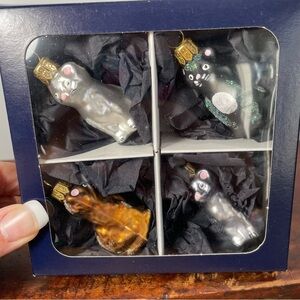 Max Glass CATS Christmas Tree ornaments set of 4